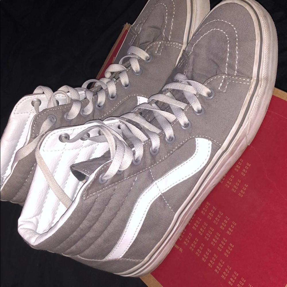 gray & white hi-top Vans